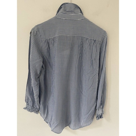 Attitudes by Renee Womens Striped Sz 2 Viscose Button Front Top White Blue - Picture 6 of 9